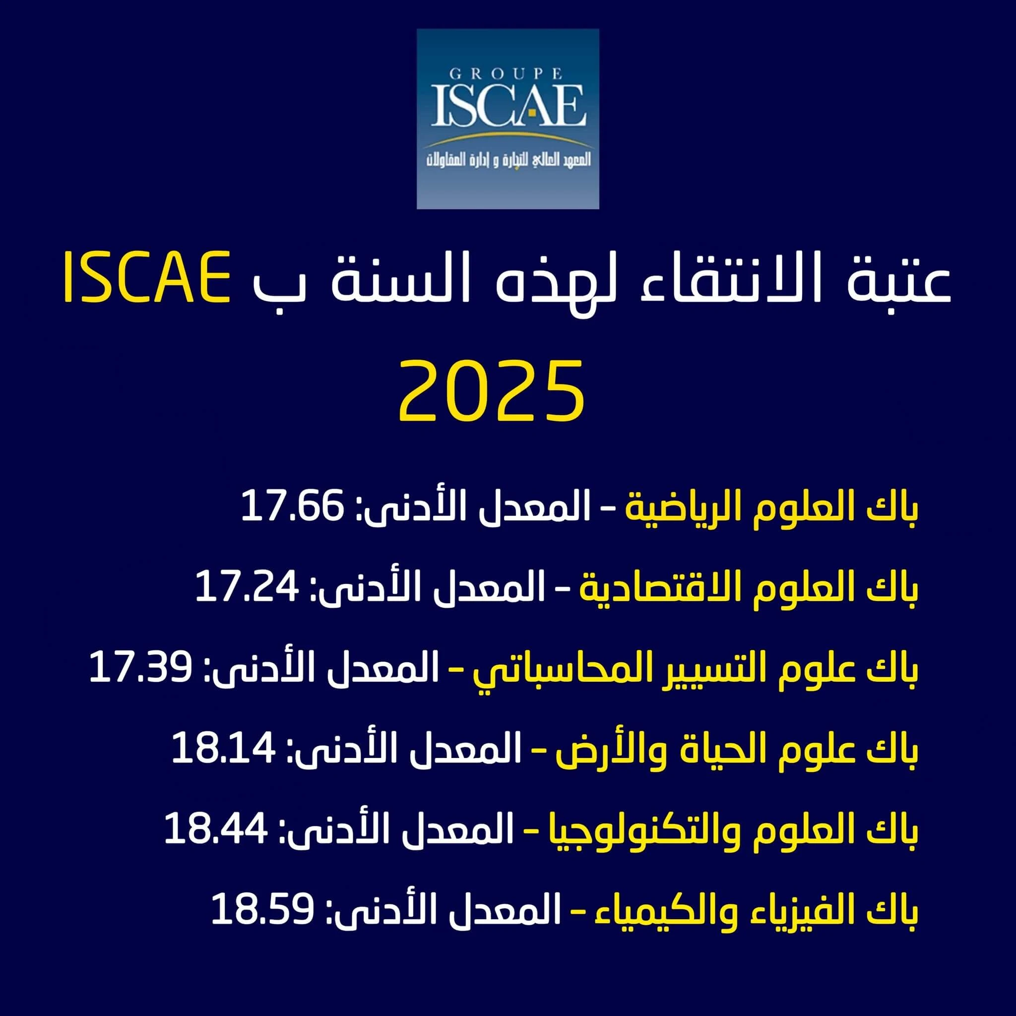 ISCAE 2025 | Seuils BAC